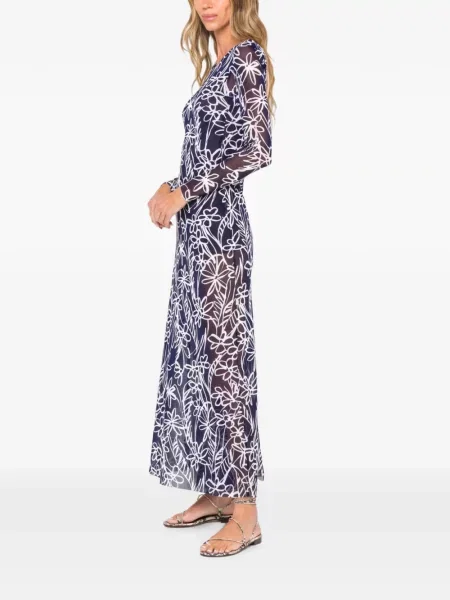 Lung rochie Jbq cu model floral cu imagine albastru