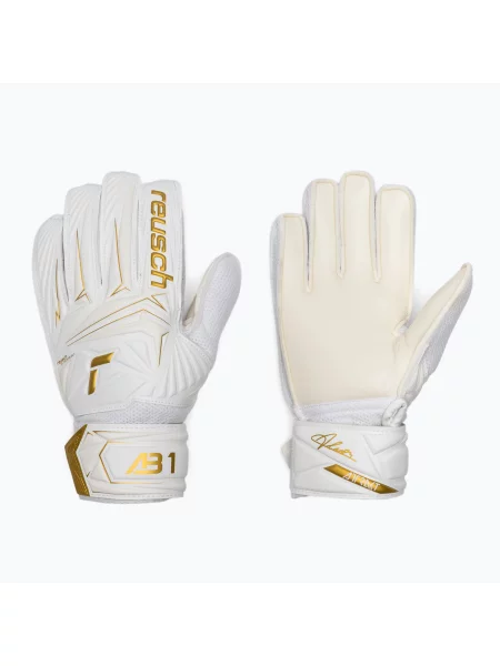 Mănuși de portar pentru copii Reusch Attrakt Solid Junior white/gold alb