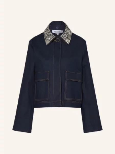 Veronica Beard Kurtka Jeansowa Barrington Z Kamieniami Ozdobnymi blau granatowa