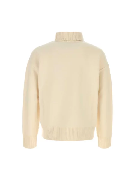 Sweter z golfem Ami Paris wełniany do golfa biały