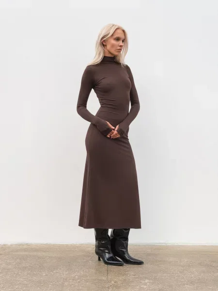 Сукня міді Romashka Дівайн віскоза/нейлон коричневий