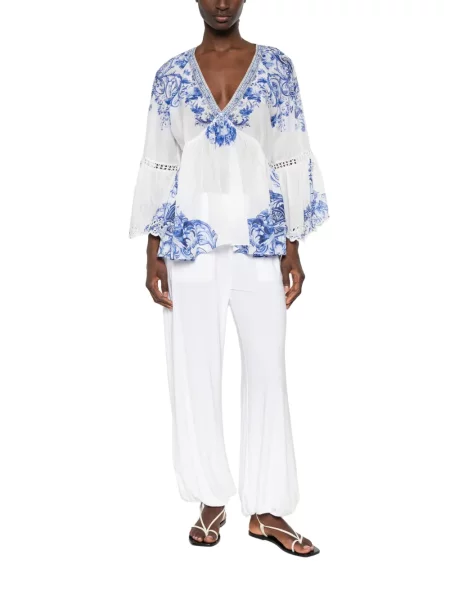 Bluză Camilla cu model floral cu imagine alb