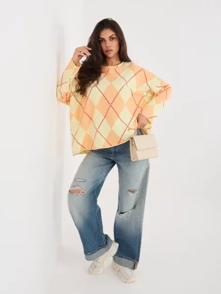 Geacă Factory Price cu imprimeu geometric portocaliu