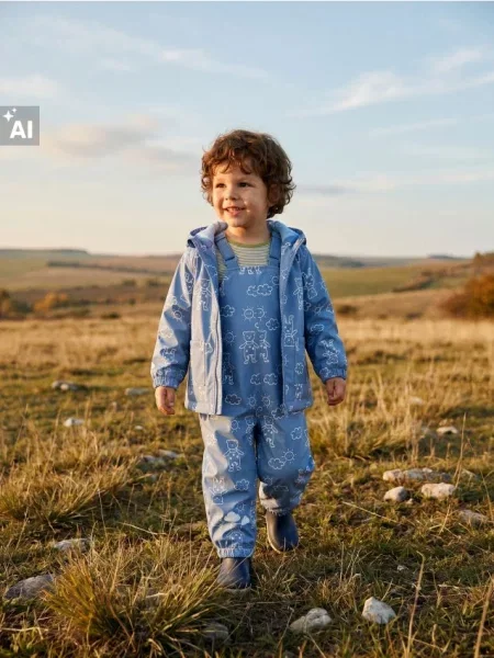Sinsay Přechodová bunda s kapucí a reflexními prvky mid blue modrá