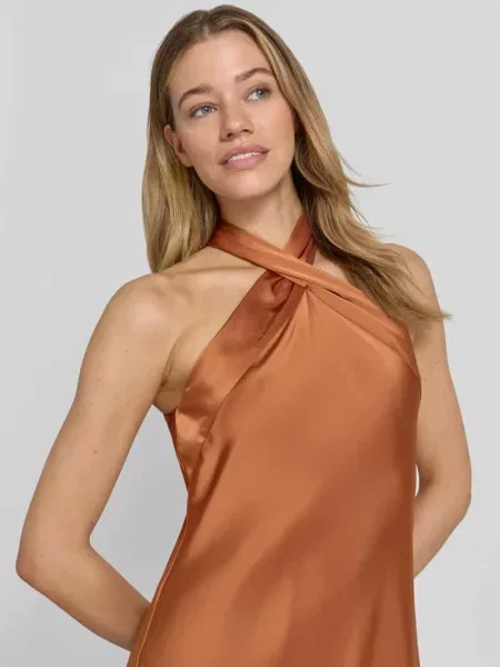Taliowana sukienka koktajlowa z detalem taśmy do wiązania Lauren Ralph Lauren