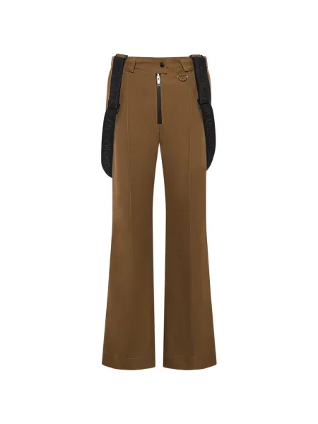 Pantaloni de schi Yves Salomon cu bretele cu autograf maro
