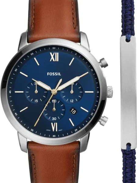 FOSSIL Ceas analogic marin / maro / argintiu albastru