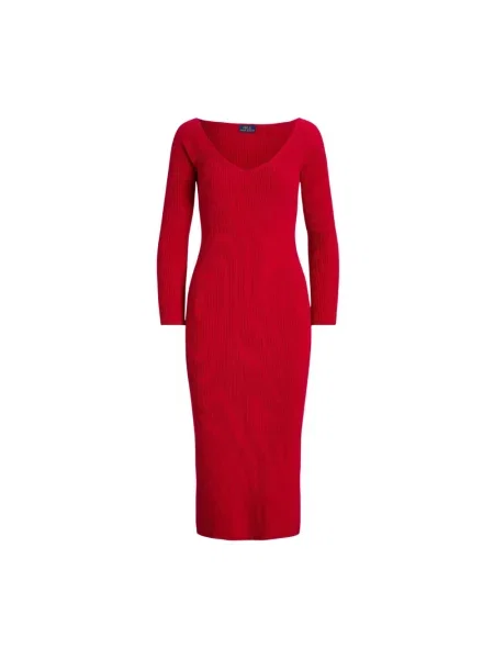 Sukienka midi Ralph Lauren czerwona