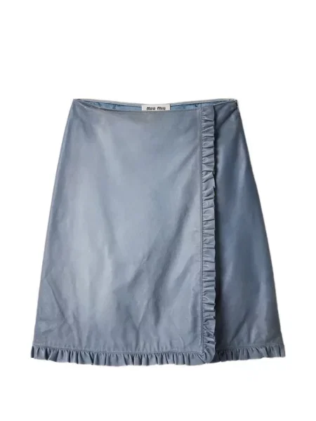 Fustă din piele Miu Miu albastru