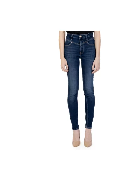 Jeansy skinny Guess z wysoką talią niebieskie