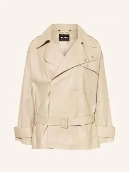 Boss Kurtka Skórzana Satila beige beżowa