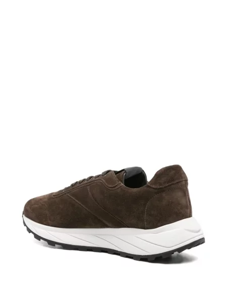 Sneakerși Corneliani cu șireturi din piele de căprioară maro