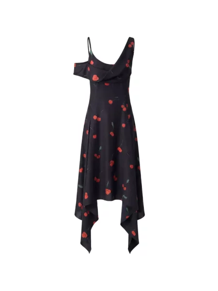 Rochie midi Monse de mătase cu imagine negru