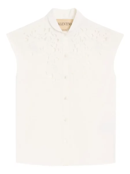 Cămașă Valentino Garavani cu broderie din poplin alb