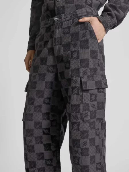 Spodnie cargo o kroju relaxed fit z dodatkiem lnu Daily Paper czarne