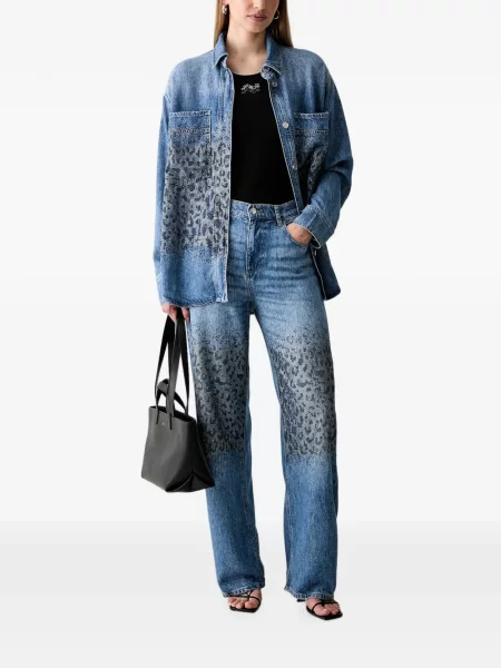 Cămașă Liu Jo cu imagine cu model leopard albastru