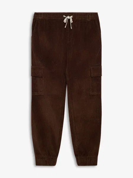 Spodnie z cargo regular fit z wygodnym pasem brązowe