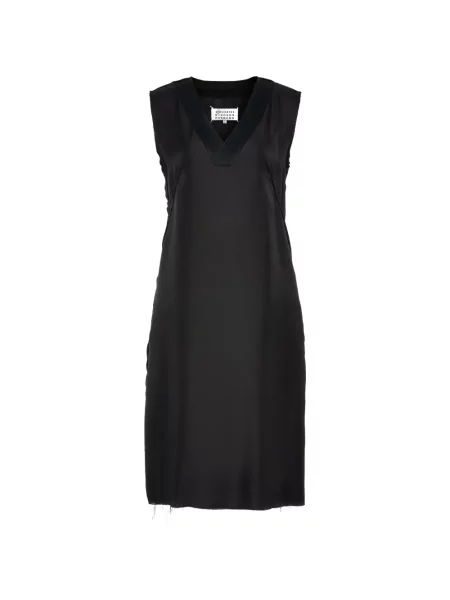 Rochie midi Maison Margiela cu decolteu în V negru