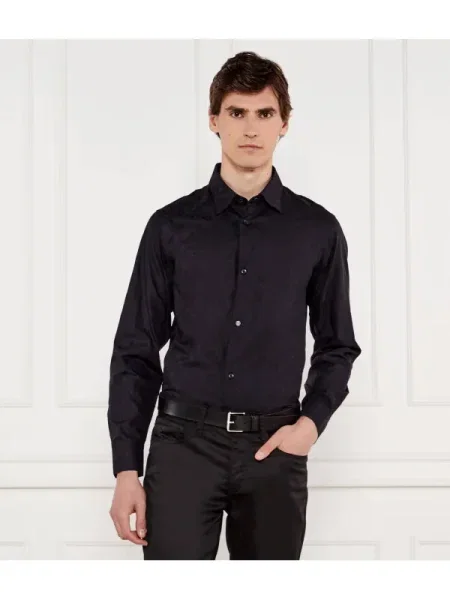 Armani Exchange camasa din barbati albastru marin cu guler clasic regular negru