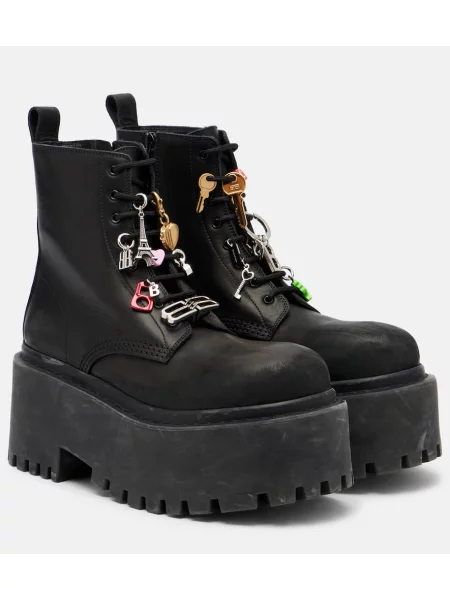 Botine Balenciaga din piele cu platformă negru