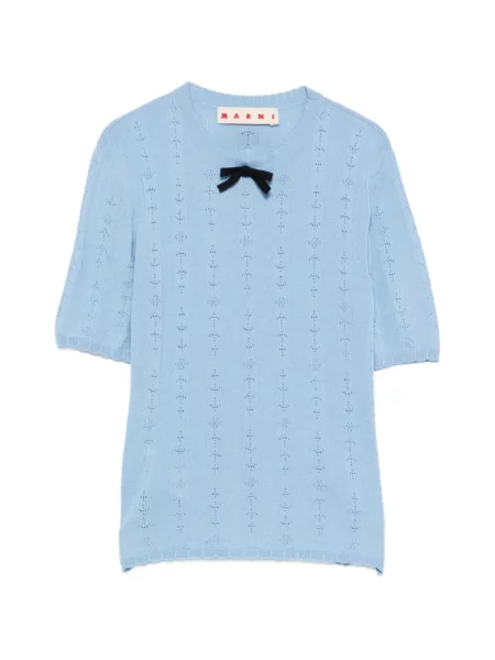 Tricou Marni cu funde tricotate albastru
