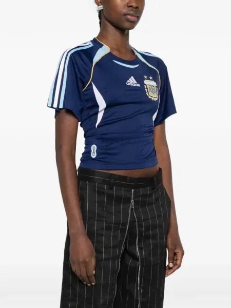 Tricou Adidas cu dungi scurt cu autograf negru