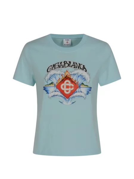 Tricou Casablanca cu imagine scurt albastru