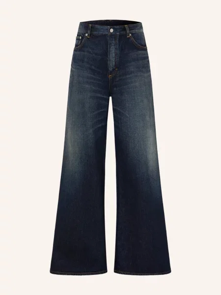 Alaïa Široké Džíny dock blue modré