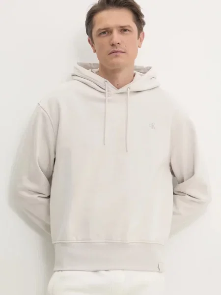 Ocieplana bluza sportowa Calvin Klein Jeans beżowa