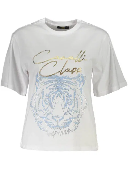 Tricou Cavalli Class scurt alb