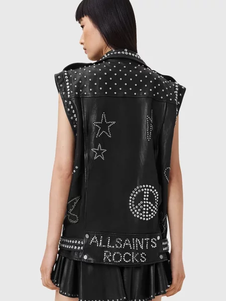Шкіряна куртка Allsaints чорна