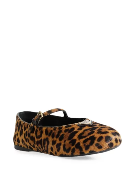 Balerini Prada cu imagine cu model leopard cu cataramă maro