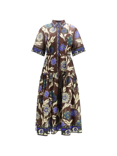 Rochie midi Alemais cu model floral cu imagine maro