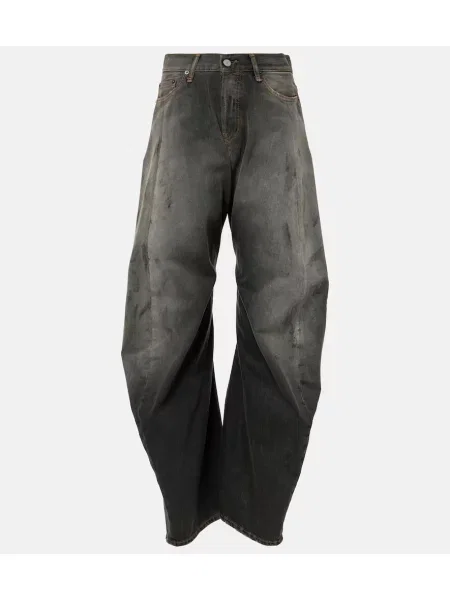 Blugi Acne Studios cu talie joasă zdrențuiți negru