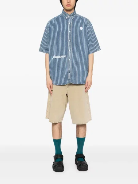 Cămașă de blugi Aape By A Bathing Ape cu dungi albastru