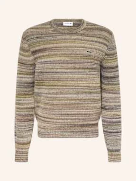 Sweter o kroju regular fit z dzianiny z mieszanki wełny Lacoste beżowy