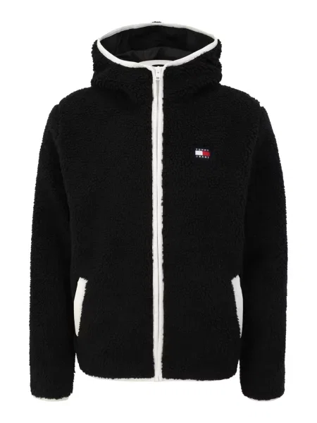 Tommy Jeans Jachetă fleece negru alb
