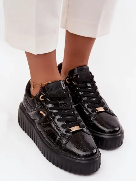 Кецове Lee Cooper на платформе от лакирана кожа черно