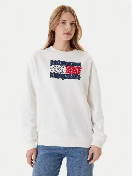 Tommy Jeans Mikina Floral Flag bílá