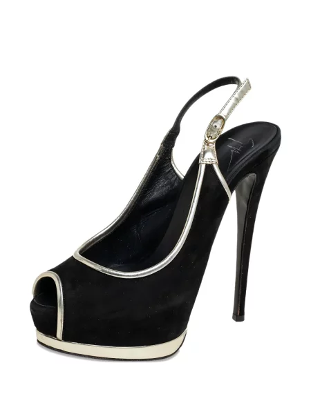 Pantofi cu toc Giuseppe Zanotti din piele de căprioară slingback negru