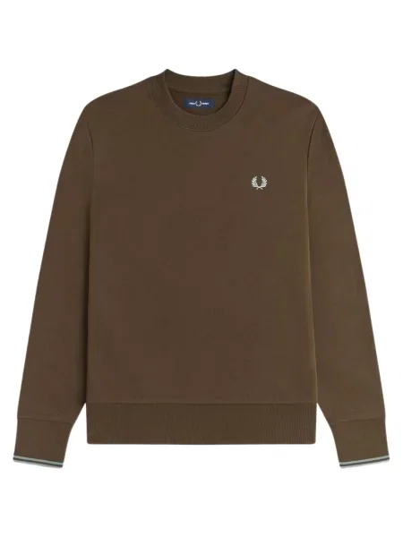 Mikina bez kapucne Fred Perry s okrúhlym výstrihom hnedá