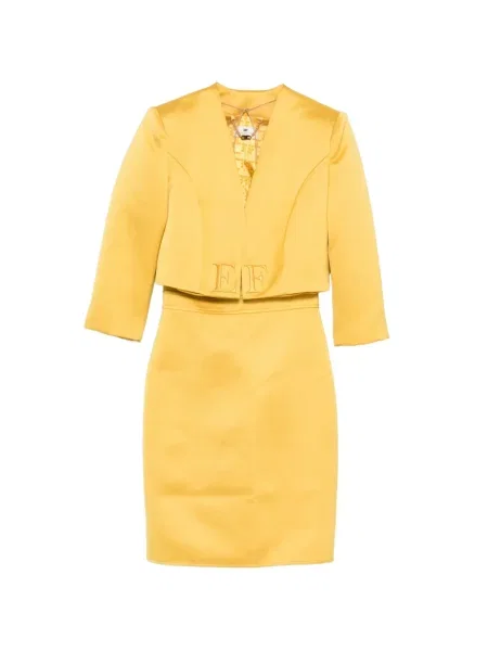 Rochie Elisabetta Franchi cu broderie de costum galben