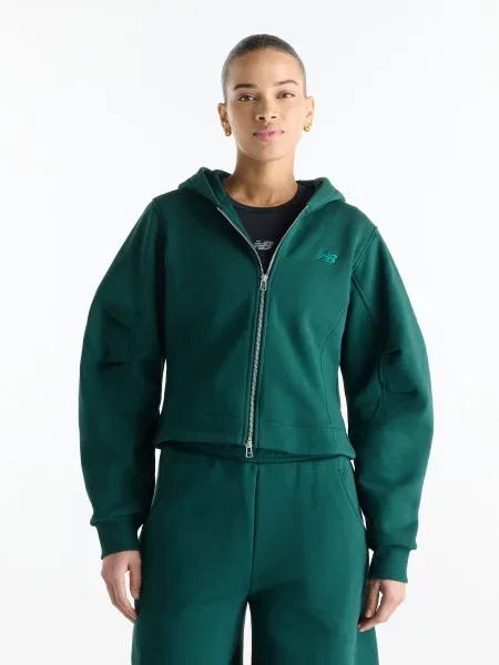Спортивна кофта New Balance Athletics Crafted Fleece бавовна/поліестер зелений