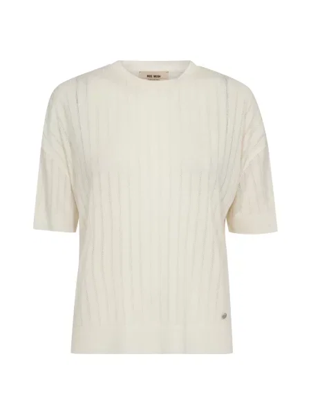 MOS MOSH Koszulka MMSwann Kobiety Sztuczne włókno biały jednolity M beżowa