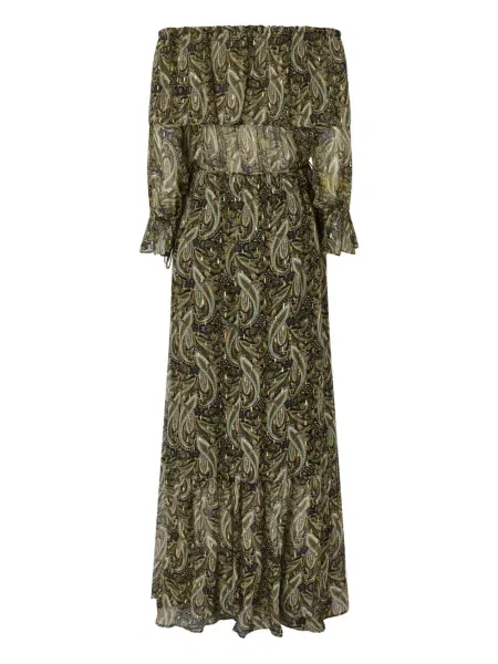 Rochie maxi Pinko cu imagine cu model paisley de costum verde