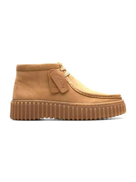 Botki Clarks skórzane brązowe