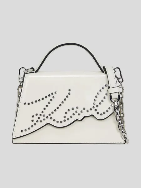 Geanta de piele Karl Lagerfeld K/Signature alb