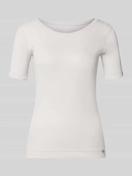T-shirt z okrągłym dekoltem i detalem z logo Marc Cain