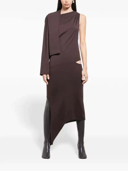 Drapiruotas kostiumas suknele Courreges ruda
