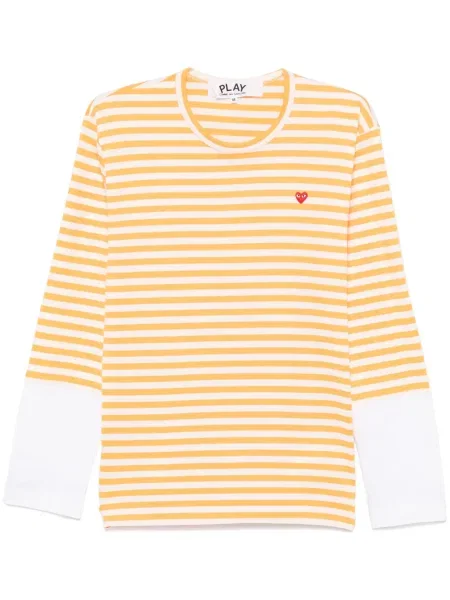 Tricou Comme Des Garcons Play cu motiv cu inimi galben